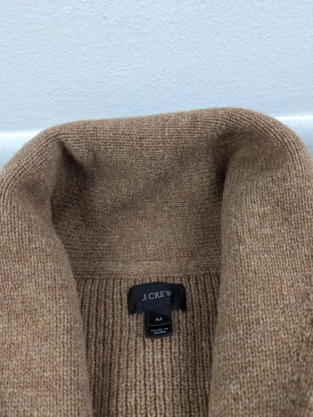 J Crew Sweater Thick Lambswool Shawl Cardigan Rib Knit Brown Mens Medium